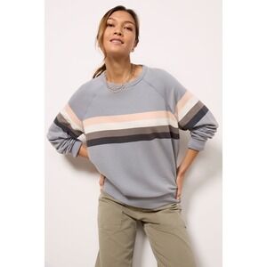 Faherty Coastal Cloud Crew Bluewestwardstripe Sweatshirt Blue Striped Medium